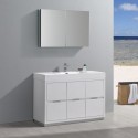 Fresca Valencia 48" Glossy White Free Standing Modern Bathroom Vanity w/ Medicine Cabinet