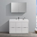 Fresca Valencia 48" Glossy White Free Standing Modern Bathroom Vanity w/ Medicine Cabinet