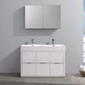 Fresca Valencia 48" Glossy White Free Standing Double Sink Modern Bathroom Vanity w/ Medicine Cabinet