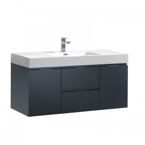Fresca Valencia 48" Dark Slate Gray Wall Hung Modern Bathroom Vanity