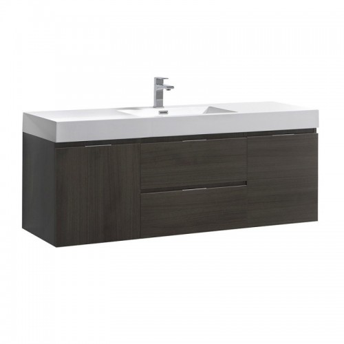 Fresca Valencia 60" Gray Oak Wall Hung Modern Bathroom Vanity