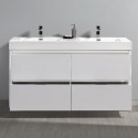 Fresca Valencia 60" Glossy White Free Standing Double Sink Modern Bathroom Vanity
