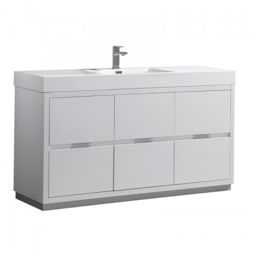 Fresca Valencia 60" Glossy White Free Standing Modern Bathroom Vanity