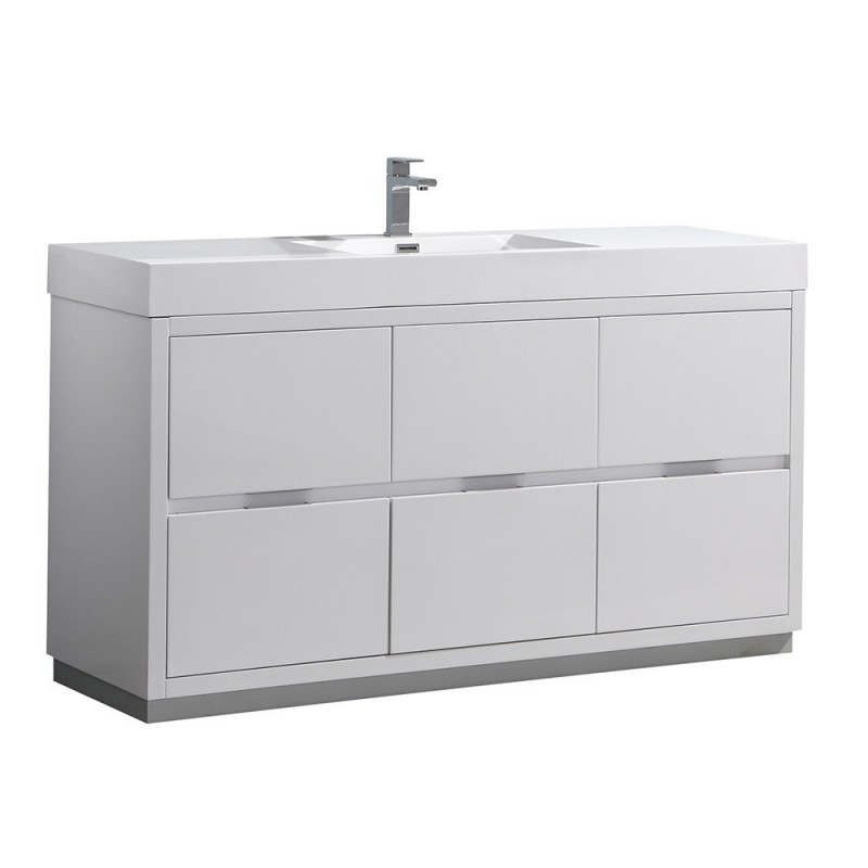 Fresca Valencia 60" Glossy White Free Standing Modern Bathroom Vanity