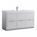 Fresca Valencia 60" Glossy White Free Standing Modern Bathroom Vanity