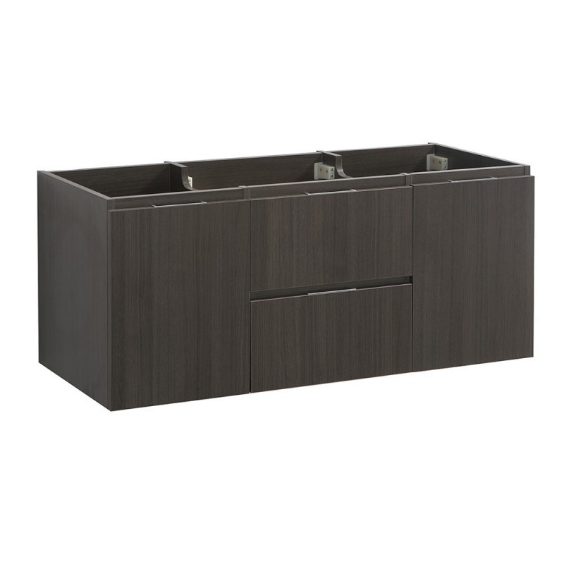 Fresca Valencia 48" Gray Oak Wall Hung Double Sink Modern Bathroom Cabinet