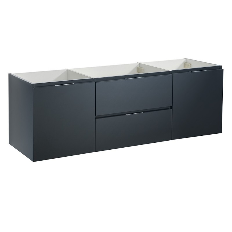 Fresca Valencia 60" Dark Slate Gray Wall Hung Double Sink Modern Bathroom Cabinet