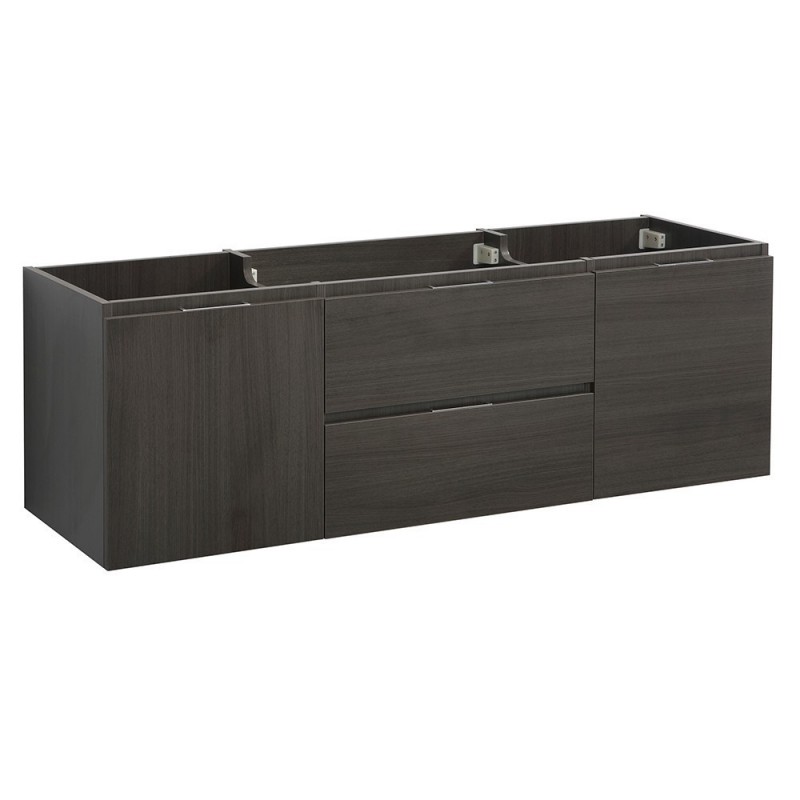 Fresca Valencia 60" Gray Oak Wall Hung Double Sink Modern Bathroom Cabinet