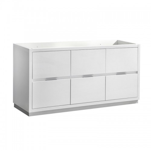 Fresca Valencia 48" Glossy White Free Standing Double Sink Modern Bathroom Cabinet