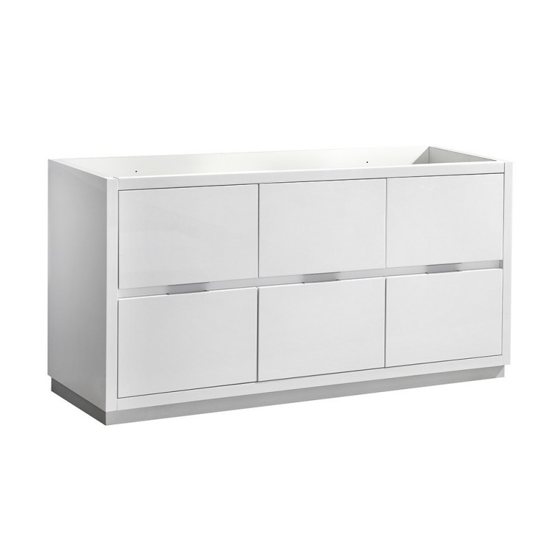 Fresca Valencia 48" Glossy White Free Standing Double Sink Modern Bathroom Cabinet