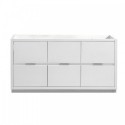 Fresca Valencia 48" Glossy White Free Standing Double Sink Modern Bathroom Cabinet