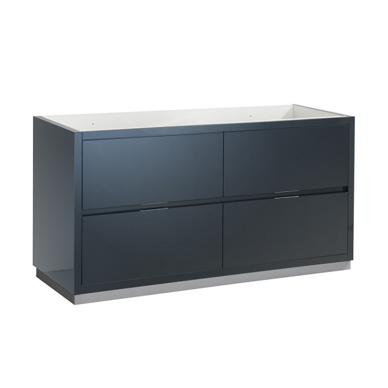 Fresca Valencia 60" Dark Slate Gray Free Standing Double Sink Modern Bathroom Cabinet