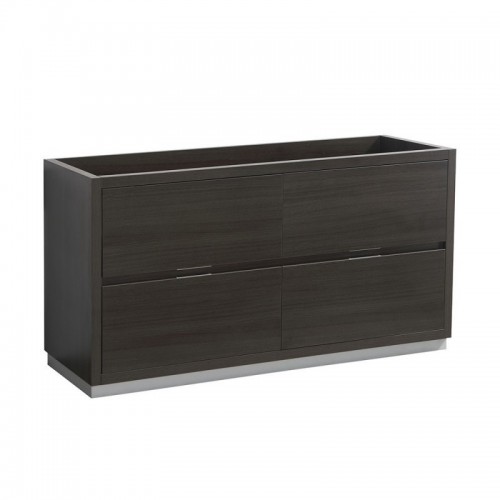 Fresca Valencia 60" Gray Oak Free Standing Double Sink Modern Bathroom Cabinet