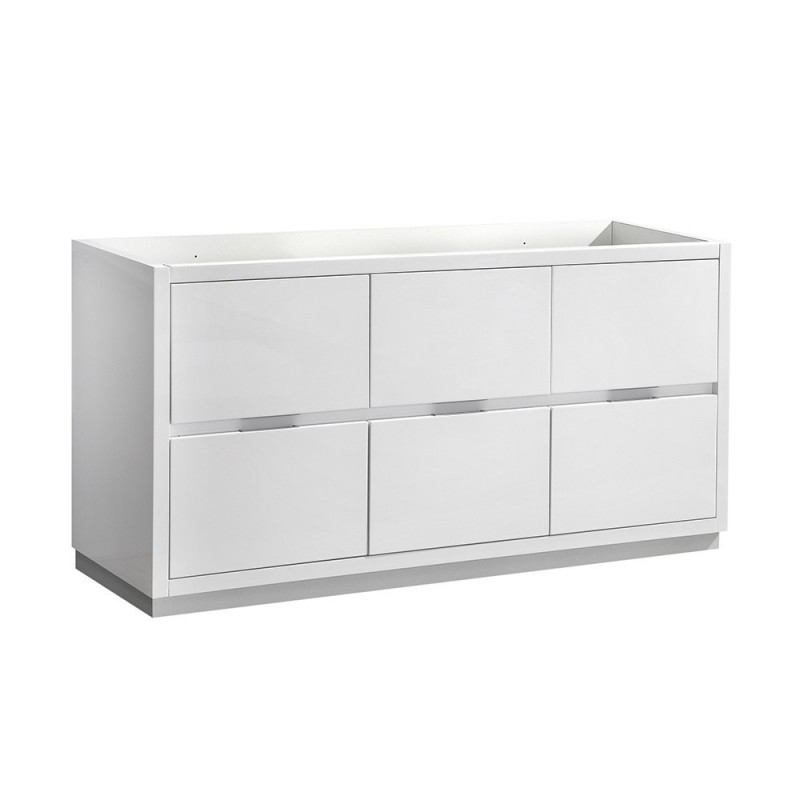 Fresca Valencia 60" Glossy White Free Standing Single Sink Modern Bathroom Cabinet