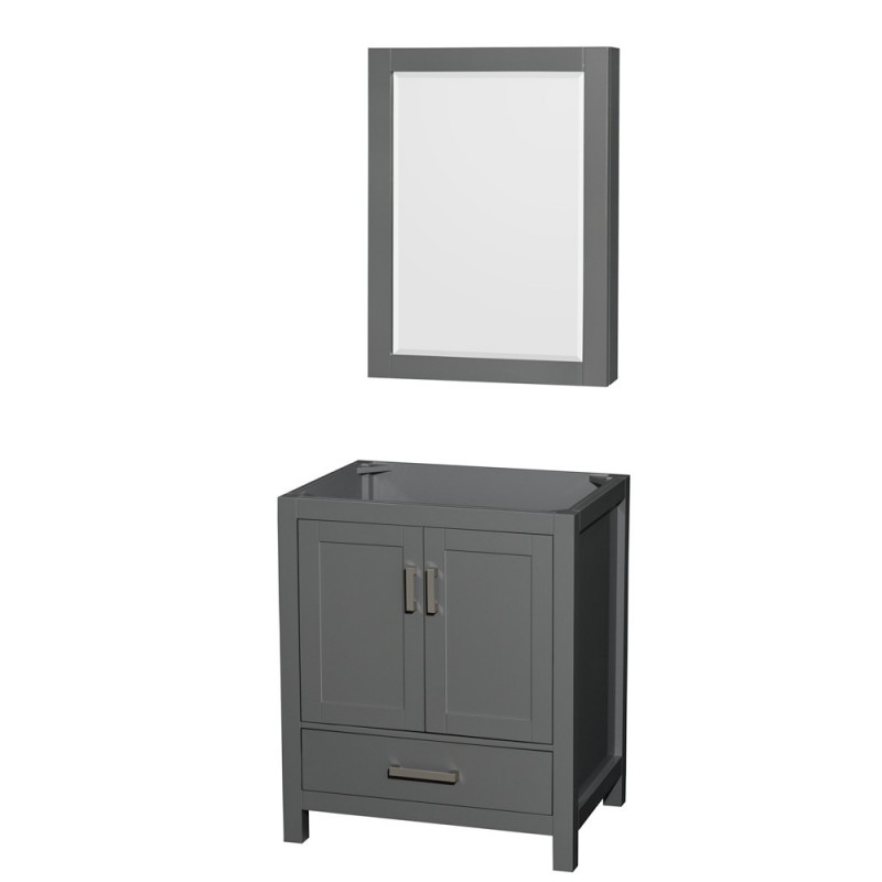 30 inch Single Bathroom Vanity in Dark Gray, No Countertop, No Sink, and Medicine Cabinet