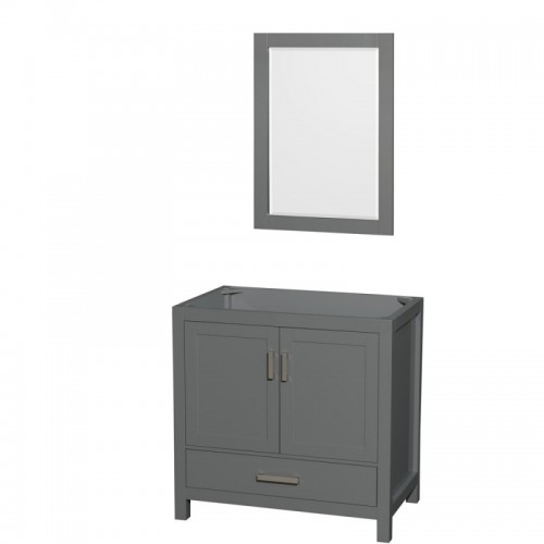 36 inch Single Bathroom Vanity in Dark Gray, No Countertop, No Sink, and 24 inch Mirror