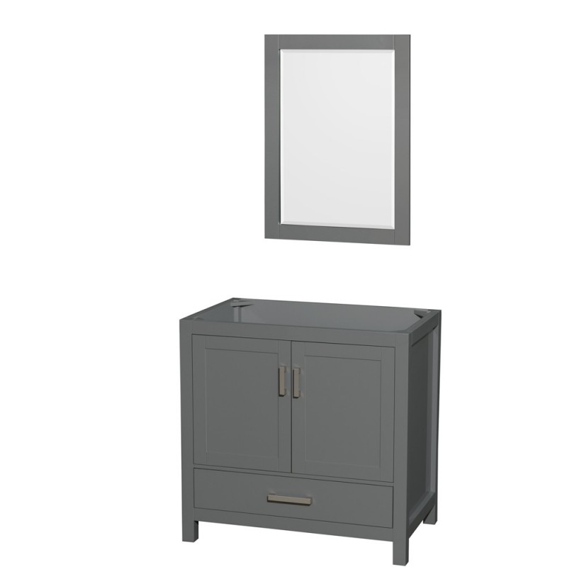 36 inch Single Bathroom Vanity in Dark Gray, No Countertop, No Sink, and 24 inch Mirror