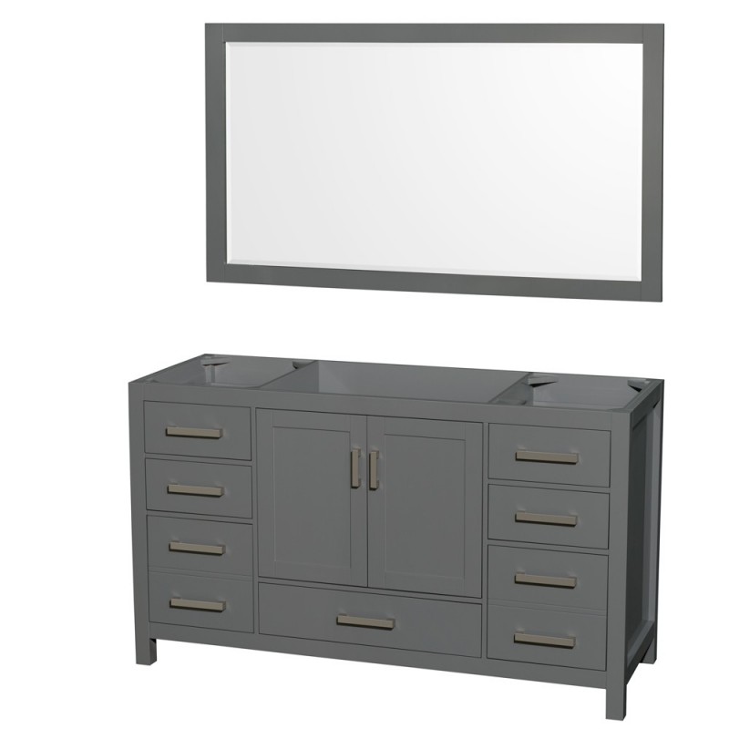60 inch Single Bathroom Vanity in Dark Gray, No Countertop, No Sink, and 58 inch Mirror