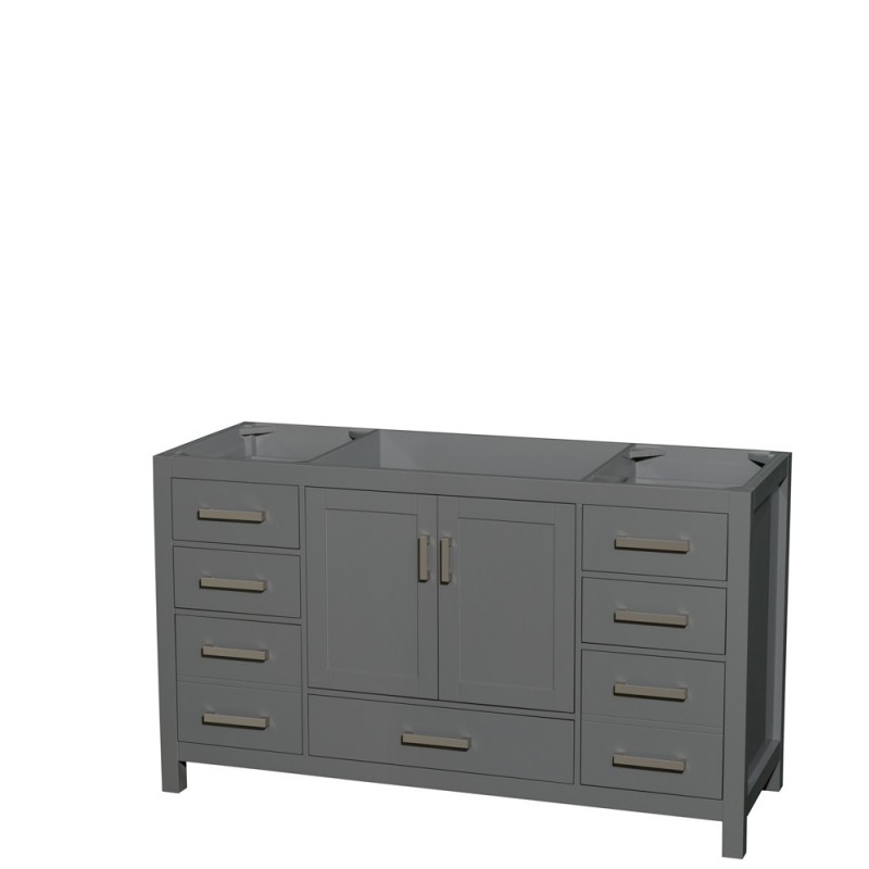 60 inch Single Bathroom Vanity in Dark Gray, No Countertop, No Sink, and No Mirror