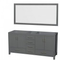 72 inch Double Bathroom Vanity in Dark Gray, No Countertop, No Sink, and 70 inch Mirror
