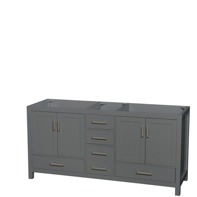 72 inch Double Bathroom Vanity in Dark Gray, No Countertop, No Sink, and No Mirror