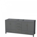 72 inch Double Bathroom Vanity in Dark Gray, No Countertop, No Sink, and No Mirror