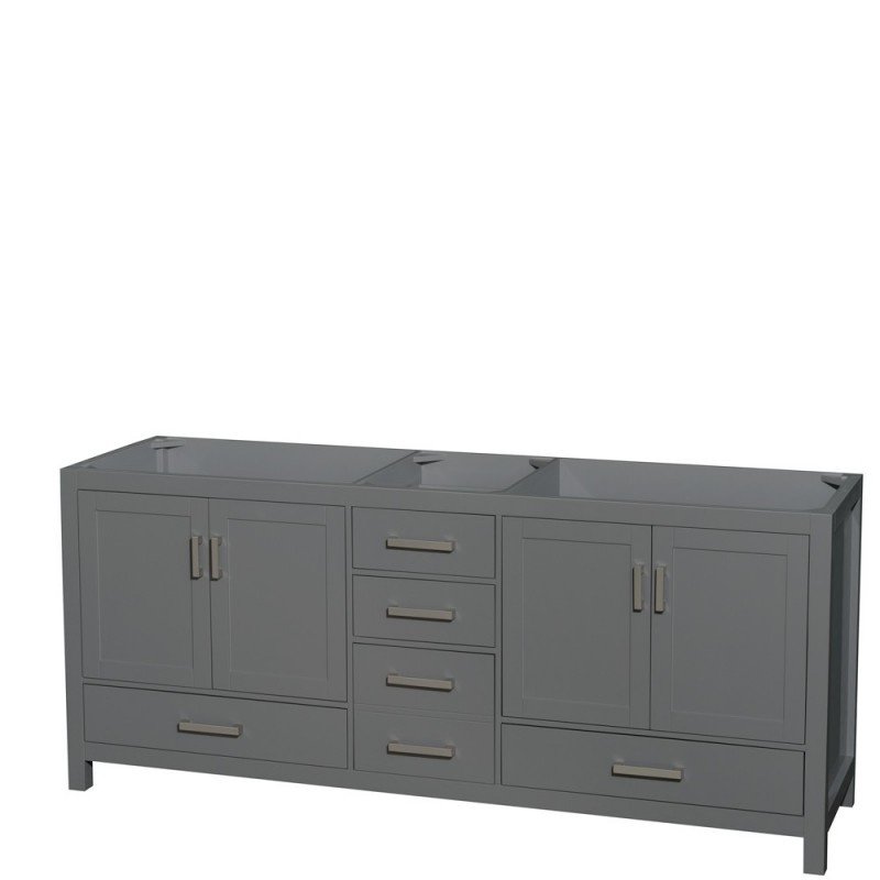 80 inch Double Bathroom Vanity in Dark Gray, No Countertop, No Sink, and No Mirror