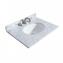 30 inch Single Bathroom Vanity in Dark Gray, White Carrara Marble Countertop, Undermount Oval Sink, and No Mirror