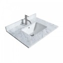 30 inch Single Bathroom Vanity in Dark Gray, White Carrara Marble Countertop, Undermount Square Sink, and No Mirror