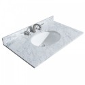 36 inch Single Bathroom Vanity in Dark Gray, White Carrara Marble Countertop, Undermount Oval Sink, and No Mirror