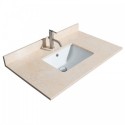 36 inch Single Bathroom Vanity in Dark Gray, Ivory Marble Countertop, Undermount Square Sink, and No Mirror