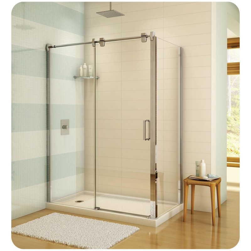 Fleurco LGR60 Luxe Glide 57" In-Line Sliding Shower Door and Fixed Panel with Return Panel