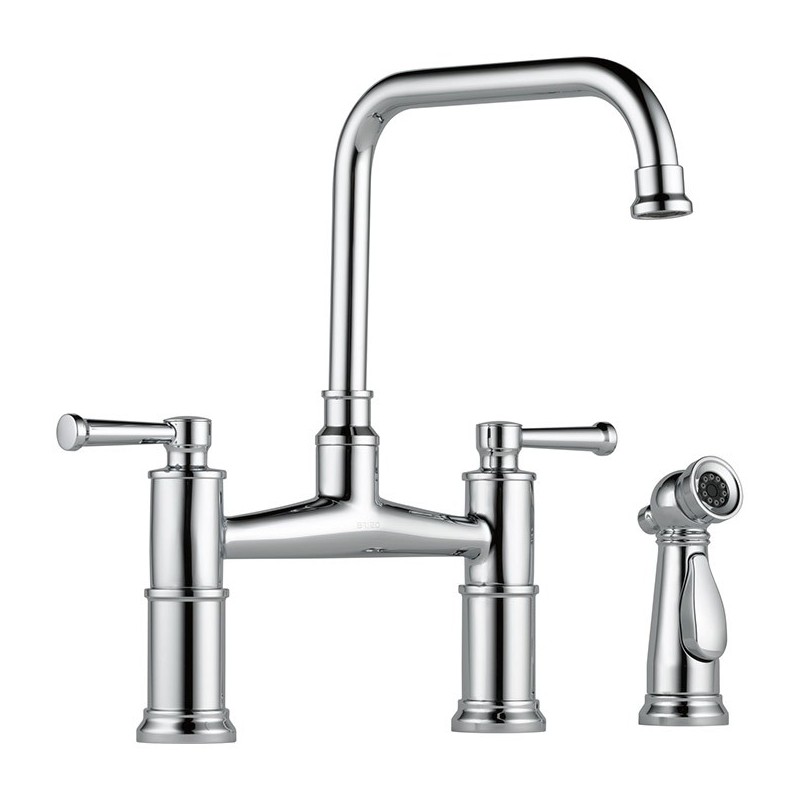 Brizo 62525LF Artesso Two Handle Bridge Kitchen Faucet with Spray