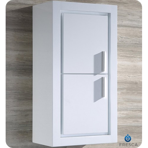 Fresca FST8140WH White Bathroom Linen Side Cabinet with 2 Doors