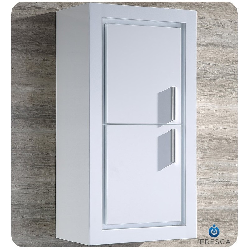 Fresca FST8140WH White Bathroom Linen Side Cabinet with 2 Doors