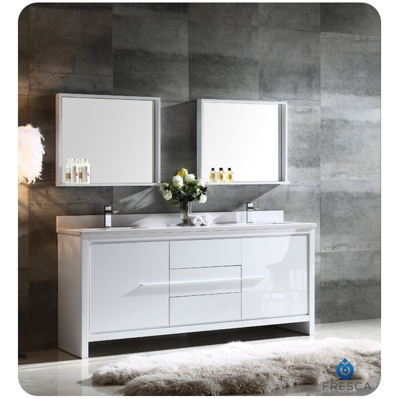 Fresca FVN8172WH Allier 72" Double Sink Modern Bathroom Vanity in White