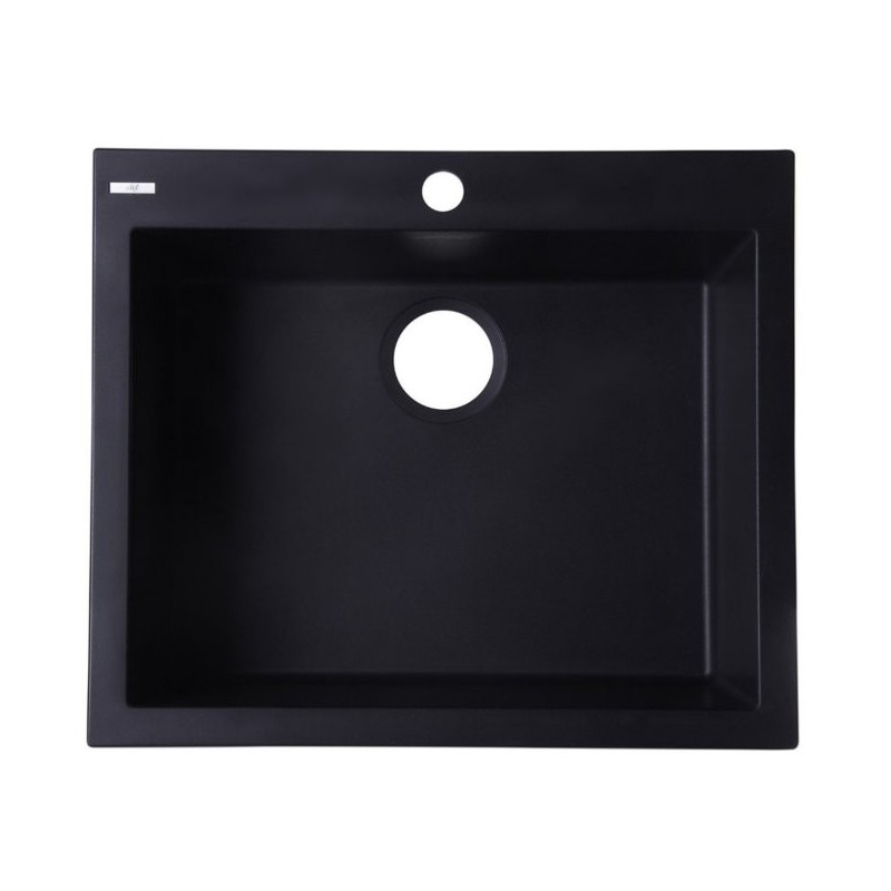 ALFI Brand AB2420DI-BLA Black 24" Drop-In Single Bowl Granite Composite Kitchen Sink
