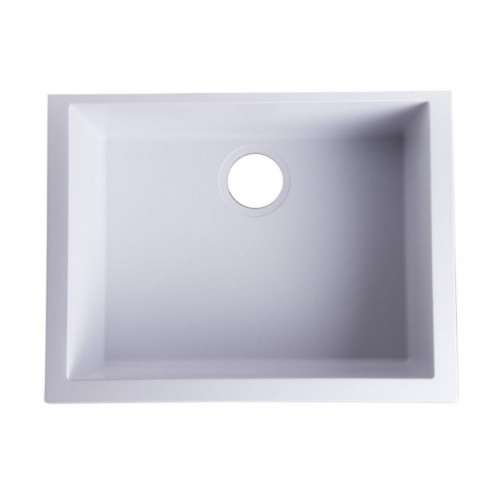 ALFI Brand AB2420UM-W White 24" Undermount Single Bowl Granite Composite Kitchen Sink