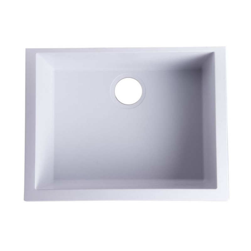 ALFI Brand AB2420UM-W White 24" Undermount Single Bowl Granite Composite Kitchen Sink