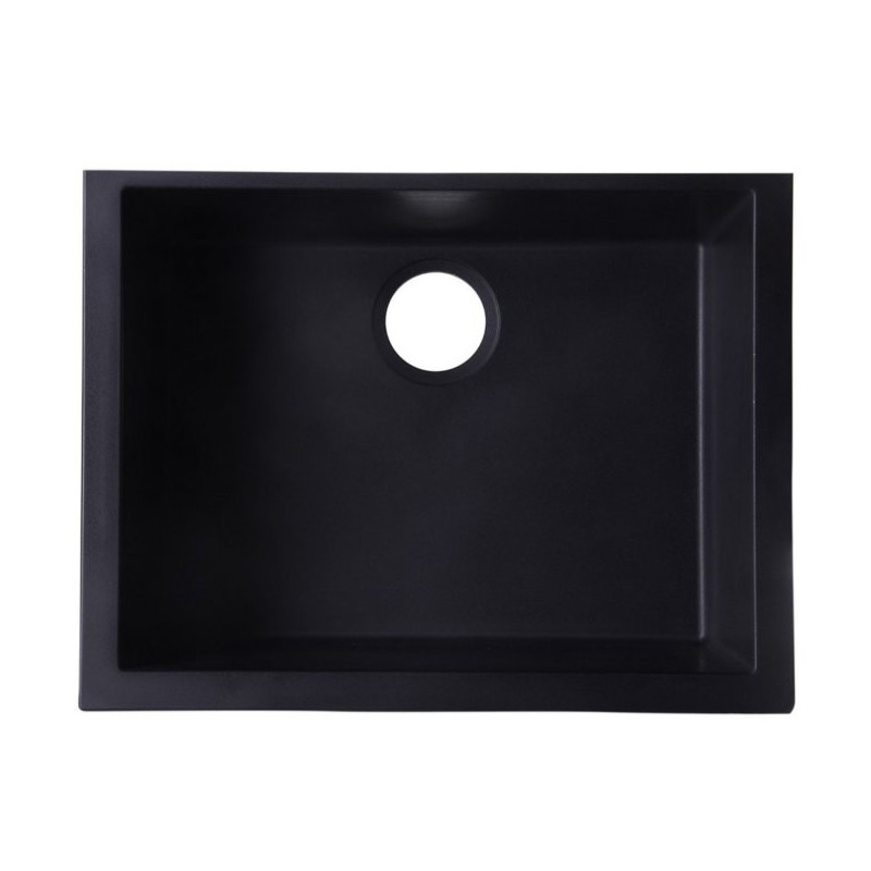 ALFI Brand AB2420UM-BLA Black 24" Undermount Single Bowl Granite Composite Kitchen Sink