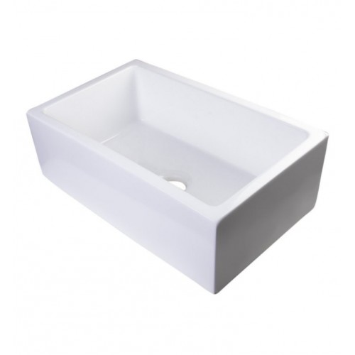 ALFI Brand AB3018SB-W 30" White Smooth Solid Thick Wall Fireclay Single Bowl Farm Sink