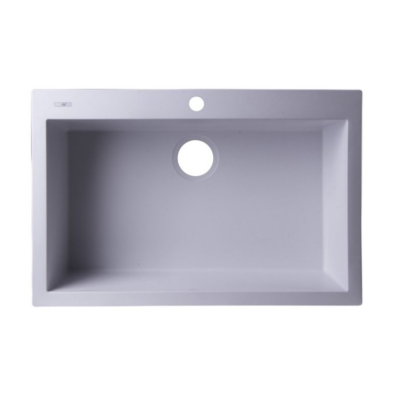 ALFI Brand AB3020DI-W White 30" Drop-In Single Bowl Granite Composite Kitchen Sink