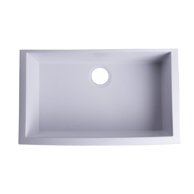 ALFI Brand AB3020UM-W White 30" Undermount Single Bowl Granite Composite Kitchen Sink