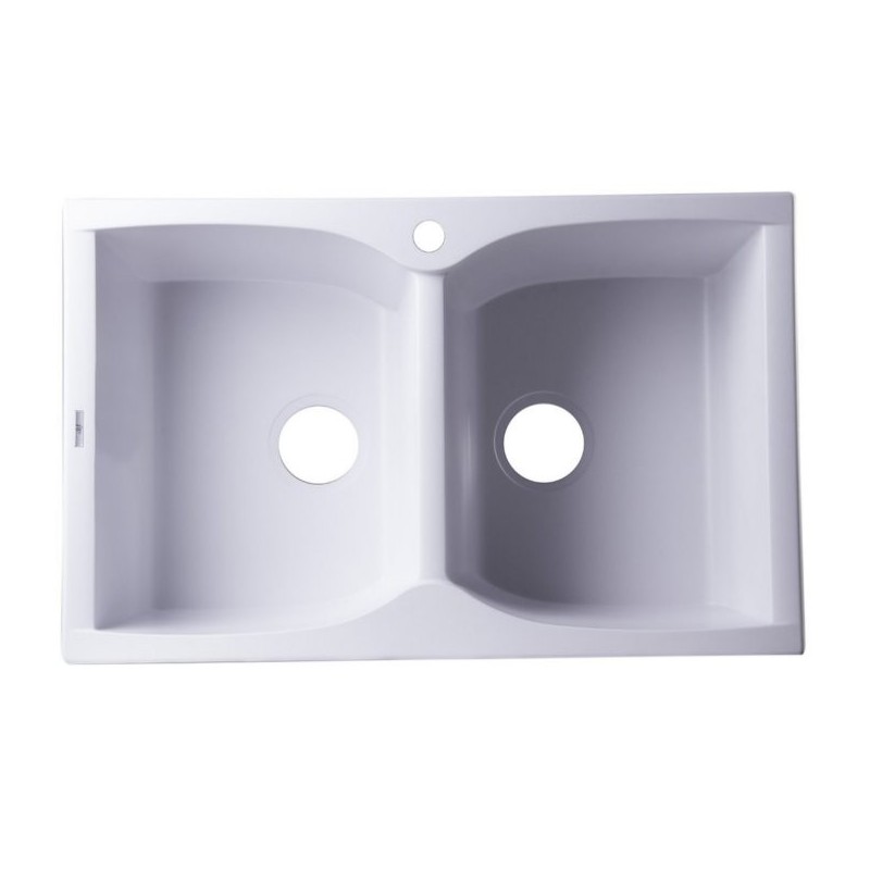 ALFI Brand AB3220DI-W White 32" Drop-In Double Bowl Granite Composite Kitchen Sink