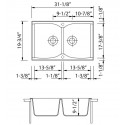 ALFI Brand AB3220DI-W White 32" Drop-In Double Bowl Granite Composite Kitchen Sink