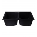 ALFI Brand AB3220DI-BLA Black 32" Drop-In Double Bowl Granite Composite Kitchen Sink