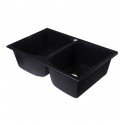ALFI Brand AB3220DI-BLA Black 32" Drop-In Double Bowl Granite Composite Kitchen Sink