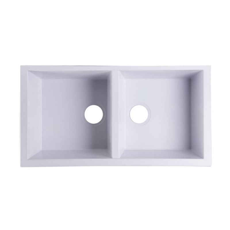ALFI Brand AB3420UM-W White 34" Undermount Double Bowl Granite Composite Kitchen Sink