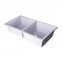 ALFI Brand AB3420UM-W White 34" Undermount Double Bowl Granite Composite Kitchen Sink