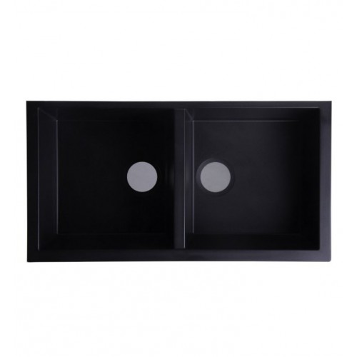 ALFI Brand AB3420UM-BLA Black 34" Undermount Double Bowl Granite Composite Kitchen Sink